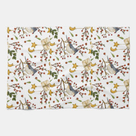 Blue Jay，クッキー，赤い果実，プレゼント，冬 キッチンタオル