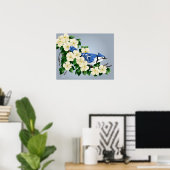 Blue Jay Among Dogwood Flower ポスター (ホームオフィス)