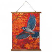 Blue Jay Autumn Leaves Nature Tapestry