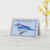 Blue Jay Birdと孫の誕生日カード カード (黄色い花)