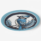 Blue Jay BirdとFeather Blue ペーパープレート (アングル)