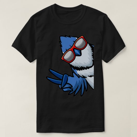 Blue Jay BirdシアノキッタCristata横からA Tシャツ (デザイン正面)