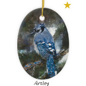 Blue Jay Bird絵を描のカスタムクリスマス セラミックオーナメント