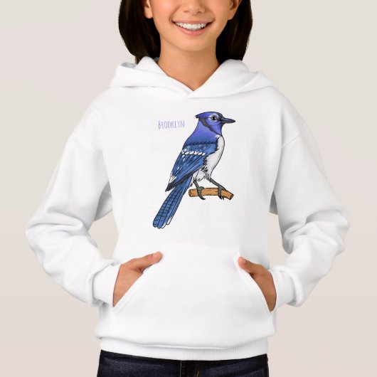 Blue jay bird cartoonイラストレーション (正面)