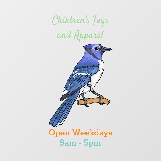 Blue jay bird cartoonイラストレーション ウィンドウサイン (シート)