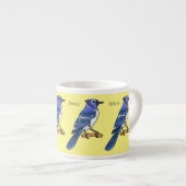Blue jay bird cartoonイラストレーション エスプレッソカップ (正面右)
