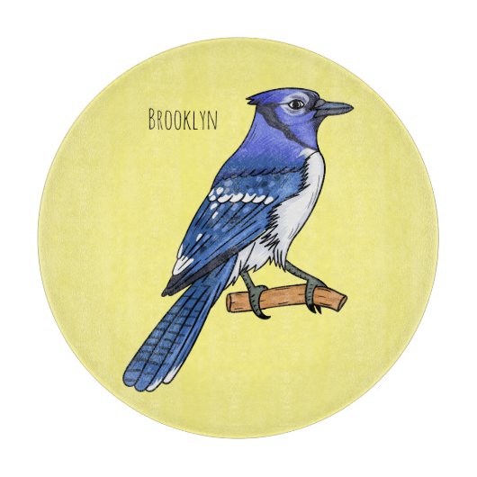 Blue jay bird cartoonイラストレーション カッティングボード (正面)