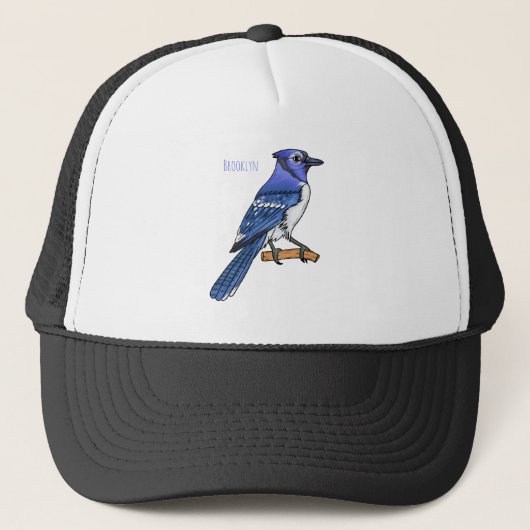 Blue jay bird cartoonイラストレーション キャップ (正面)