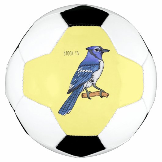 Blue jay bird cartoonイラストレーション サッカーボール (正面)