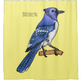 Blue jay bird cartoonイラストレーション シャワーカーテン (正面)