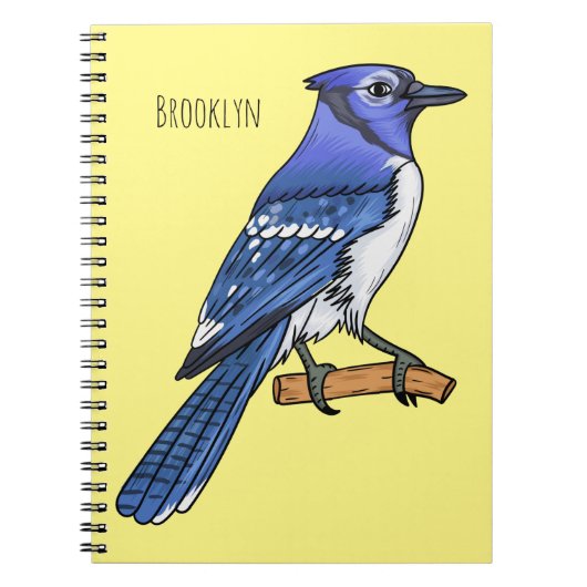 Blue jay bird cartoonイラストレーション ノートブック (正面)