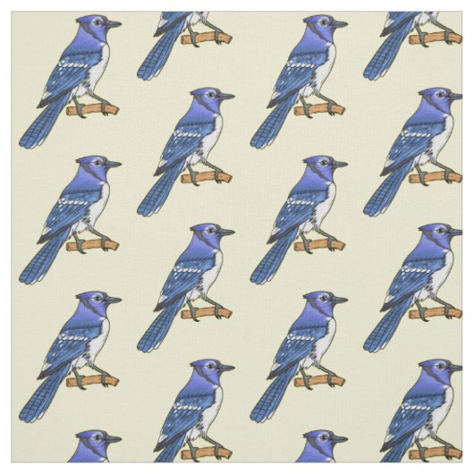 Blue jay bird cartoonイラストレーション ファブリック (見本)