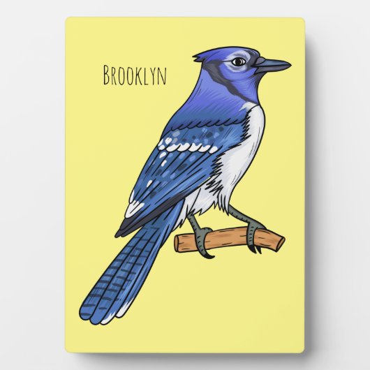 Blue jay bird cartoonイラストレーション フォトプラーク (正面)