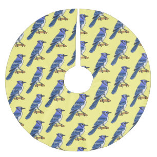 Blue jay bird cartoonイラストレーション ブラッシュドポリエステルツリースカート