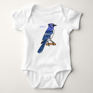 Blue jay bird cartoonイラストレーション ベビーボディスーツ