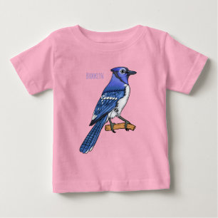 Blue jay bird cartoonイラストレーション ベビーTシャツ