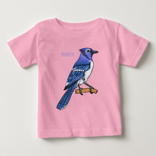 Blue jay bird cartoonイラストレーション ベビーTシャツ (正面)