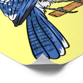 Blue jay bird cartoonイラストレーション ポスター (角)