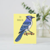 Blue jay bird cartoonイラストレーション ポストカード (スタンド正面)