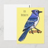 Blue jay bird cartoonイラストレーション ポストカード (正面/裏面)