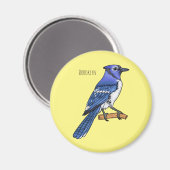 Blue jay bird cartoonイラストレーション マグネット (正面/裏面)