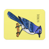 Blue jay bird cartoonイラストレーション マグネット (横)
