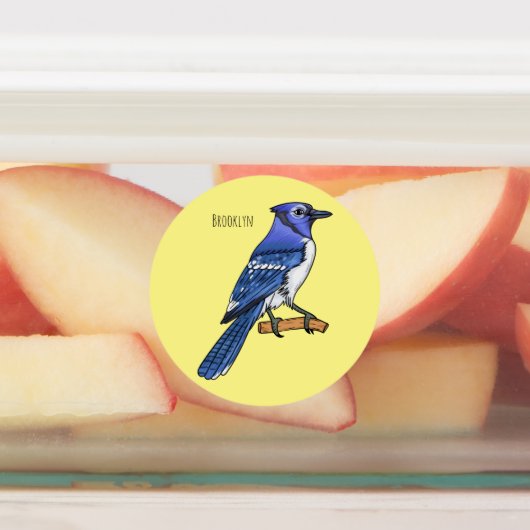 Blue jay bird cartoonイラストレーション ラベル (貼付)