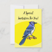Blue jay bird cartoonイラストレーション 招待状 (裏面)