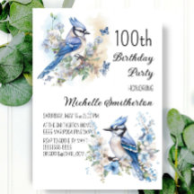 Blue Jay Bird Flowers春100誕生日
