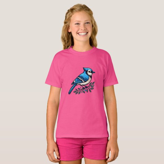 Blue Jay bird Kids基本Tシャツ Tシャツ (正面フル)