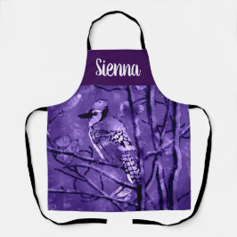 Blue Jay Bird Purple Abstract Art Personalized エプロン