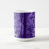 Blue Jay Bird Purple Abstract Art Personalized コーヒーマグカップ (中央)