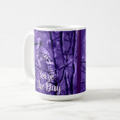 Blue Jay Bird Purple Abstract Art Personalized コーヒーマグカップ (正面左)