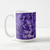 Blue Jay Bird Purple Abstract Art Personalized コーヒーマグカップ (左)