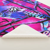 Blue Jay Bird Tree Branch Pink Personalized  シェルパブランケット (3/4)