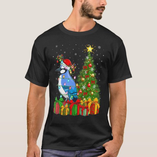 Blue Jay Bird   Xmas Holiday Santa Blue Jay Christ Tシャツ (正面)