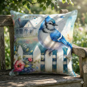 Blue Jay Cottage Garden Fence Scene クッション