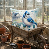 Blue Jay Cottage Garden Fence Scene クッション