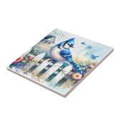Blue Jay Cottage Garden Fence Scene タイル (側面)
