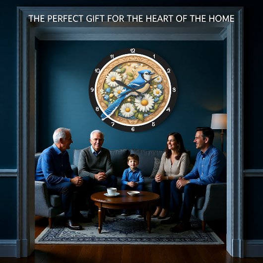 Blue Jay Daisy Heritage ラージ壁時計