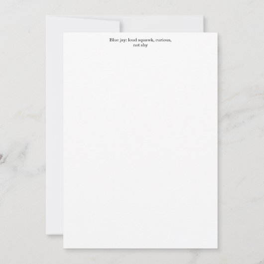 Blue Jay Greeting Card 招待状 (裏面)