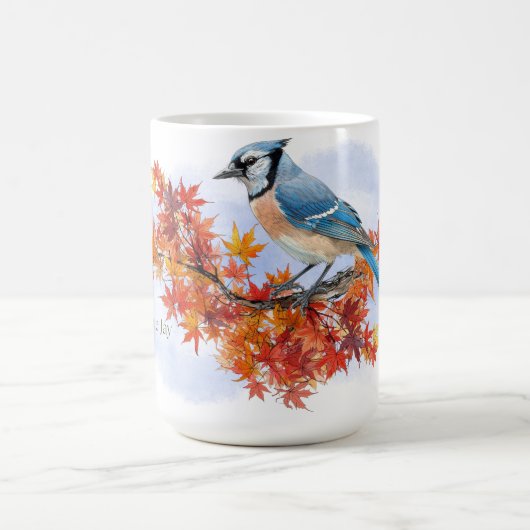 Blue Jay in Fall Colors コーヒーマグカップ (中央)