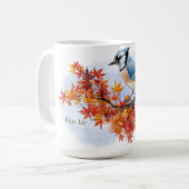 Blue Jay in Fall Colors コーヒーマグカップ (正面左)