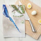 Blue Jay in Winter キッチンタオル (四つ折り)