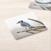 Blue Jay in Winter スクエアペーパーコースター (アングル)