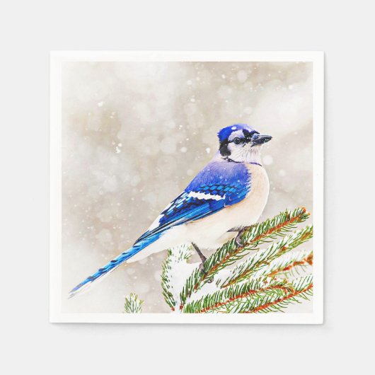 Blue Jay in Winter スタンダードカクテルナプキン (正面)
