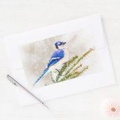 Blue Jay in Winter 長方形シール (封筒)