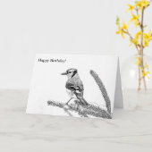 Blue Jay in Winter Sketch誕生日カード カード (黄色い花)