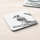 Blue Jay in Winter Sketch コースター (左側)