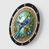 Blue Jay Pine Forest Heritage ラージ壁時計 (傾斜)